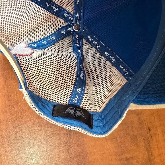 NEW Boys Lie Truly Corduroy Mesh Back Heart Embroidered A-Frame Trucker Hat OS main image 5